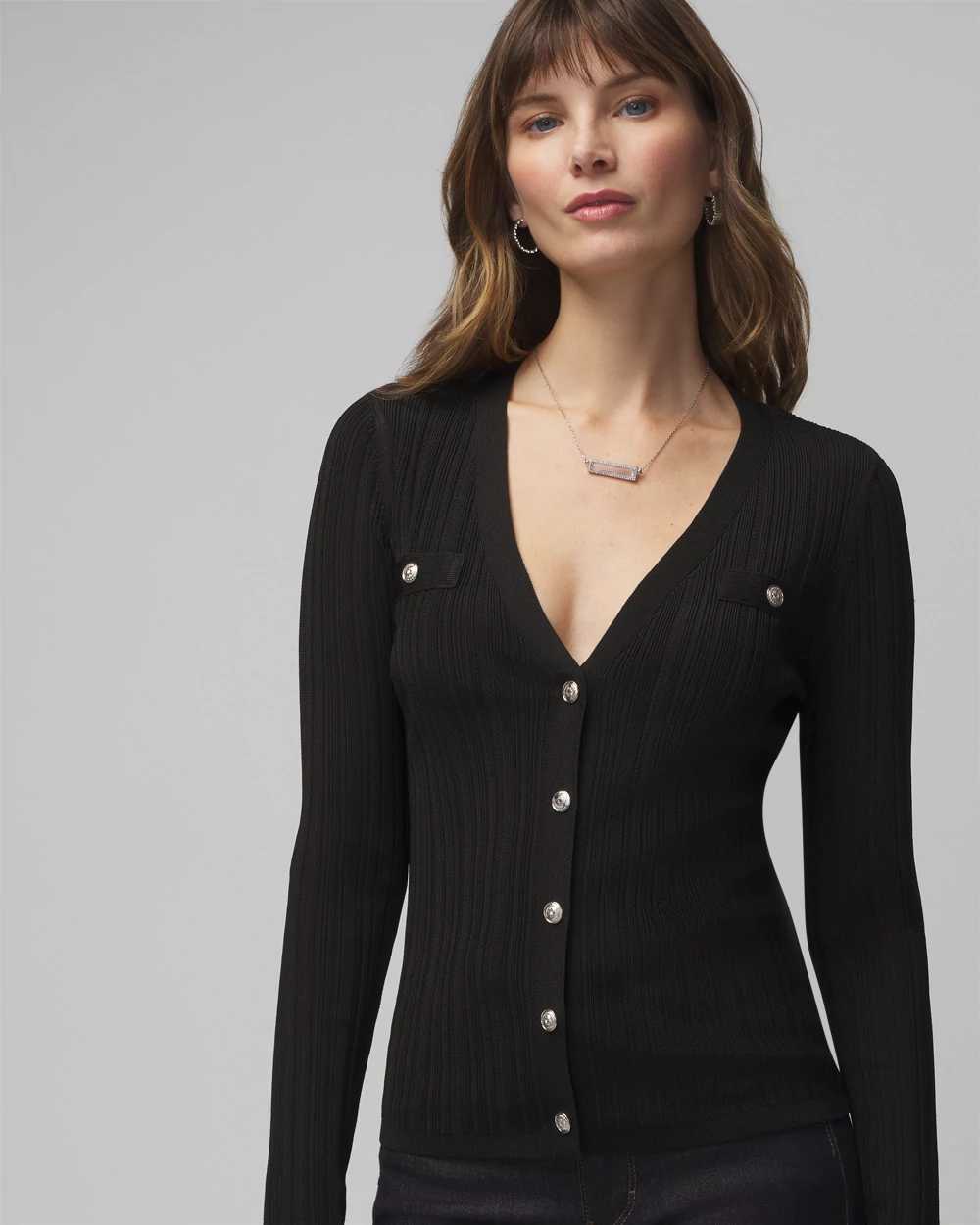 Long Sleeve Snap Front Cardigan White House Black Market